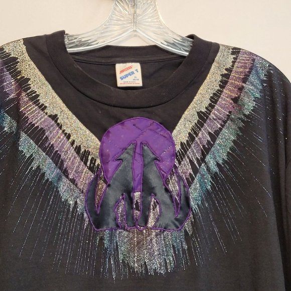 Vintage Southwestern Spin Art Painted Tshirt Coyote Howling At The Moon XL - Picture 2 of 8
